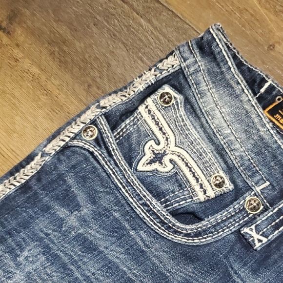 Rock Revival Cyrek Straight Leg Embellished Blue Jeans - Picture 4 of 13